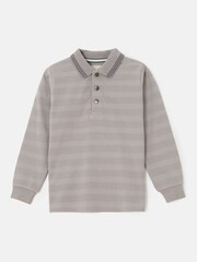Angel & Rocket Grey Caleb Textured Stripe 100% Cotton Polo Shirt - Image 5 of 7
