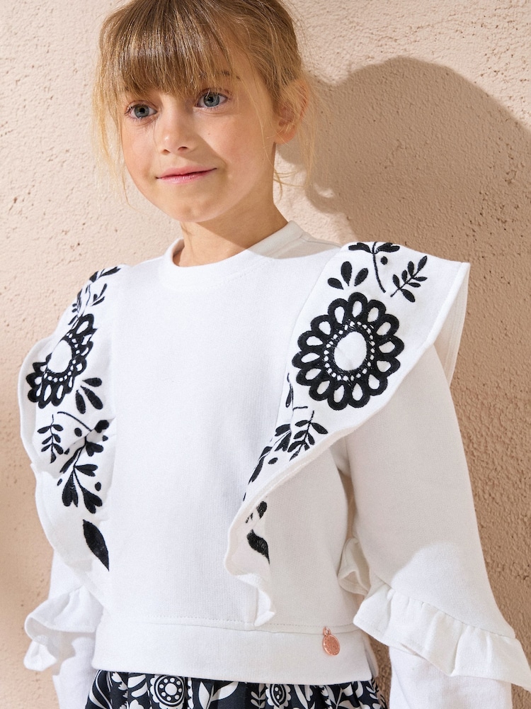 Angel & Rocket Cream Nadine Folk Print Sweat 100% Cotton Dress - Image 3 of 3