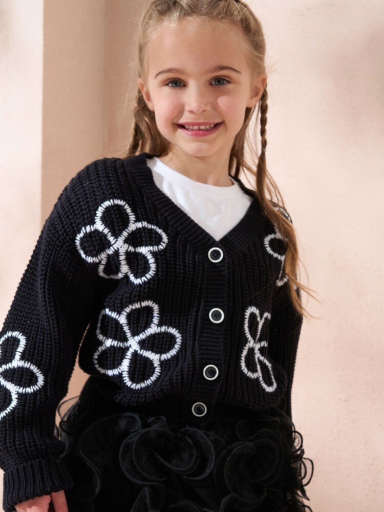 Angel & Rocket Black Bonnie Flower Cardigan - Image 2 of 6