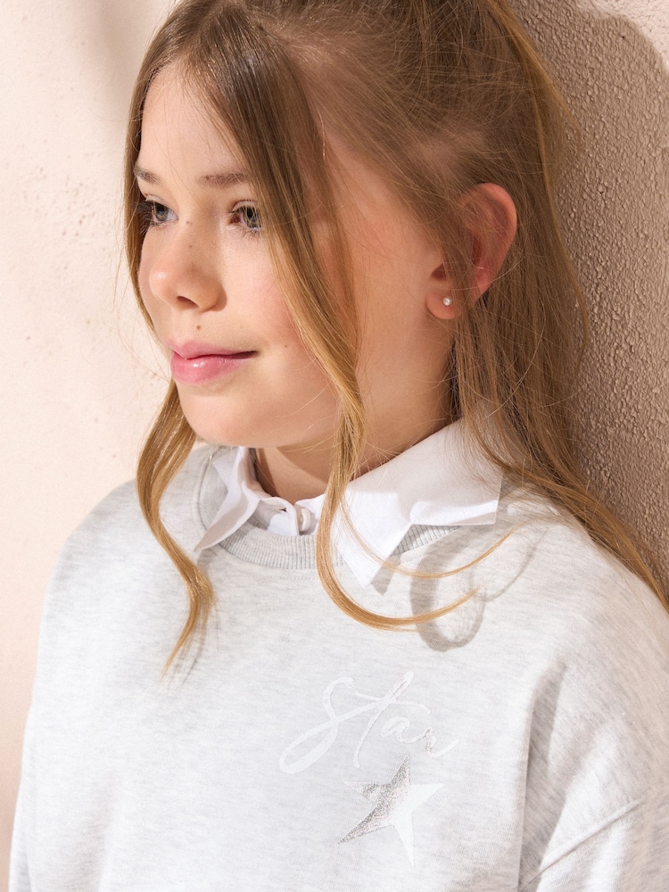 Angel & Rocket Grey Emilie Grey Star Collar Sweatshirt - Image 3 of 3 Angel & Rocket Grey Emilie Grey Star Collar Sweatshirt - Image 3 of 3