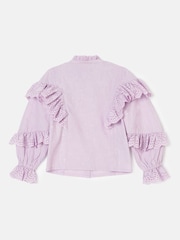 Angel & Rocket Purple Lea Broderie Frill Woven 100% Cotton Top - Image 5 of 6