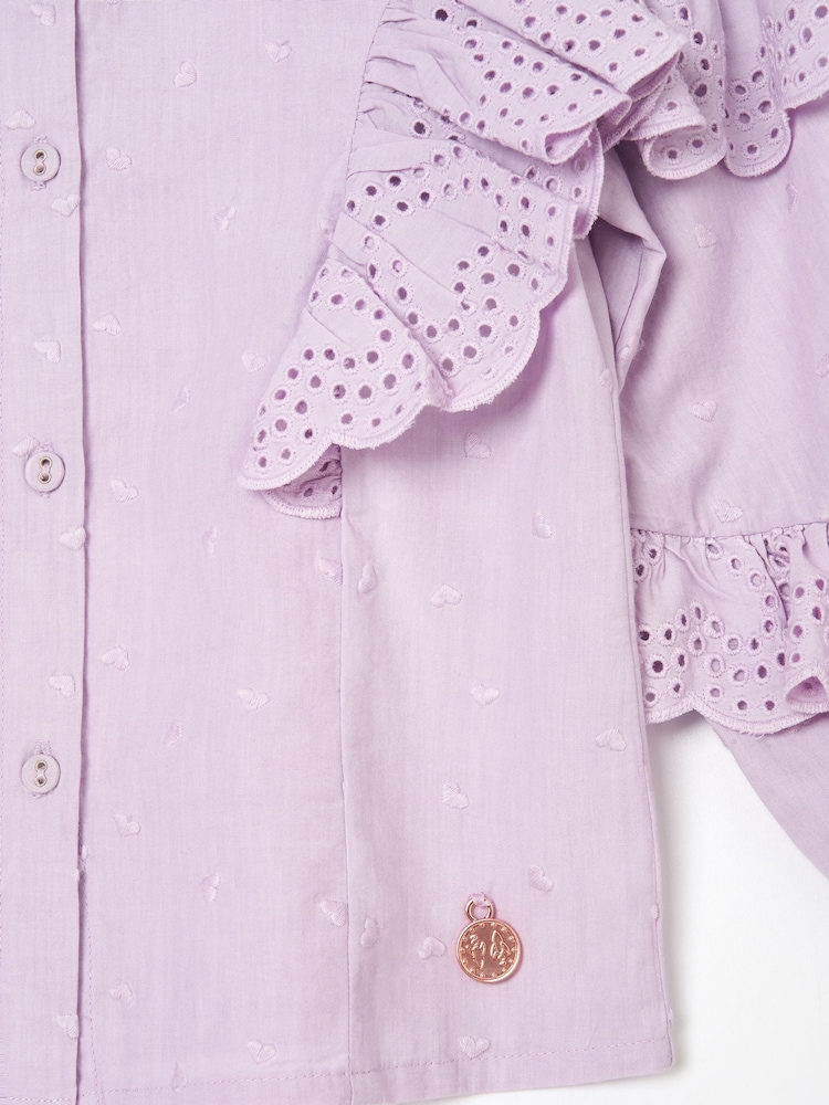 Angel & Rocket Purple Lea Broderie Frill Woven 100% Cotton Top - Image 6 of 6