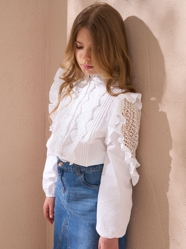 Buy Angel Rocket White Lacey Embroidered Frill 100% Cotton