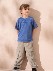 Angel & Rocket Blue Evan Yoke Detail Washed 100% Cotton T-Shirt - Image 2 of 5