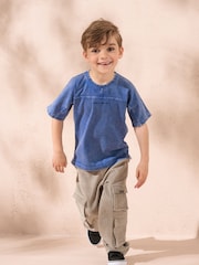 Angel & Rocket Blue Evan Yoke Detail Washed 100% Cotton T-Shirt - Image 3 of 5