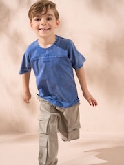 Angel & Rocket Blue Evan Yoke Detail Washed 100% Cotton T-Shirt - Image 4 of 5