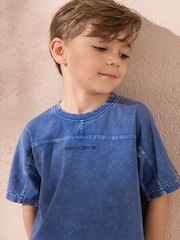 Angel & Rocket Blue Evan Yoke Detail Washed 100% Cotton T-Shirt - Image 5 of 5