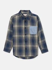 Angel & Rocket Blue Edison Panelled Check 100% Cotton Shirt - Image 1 of 3