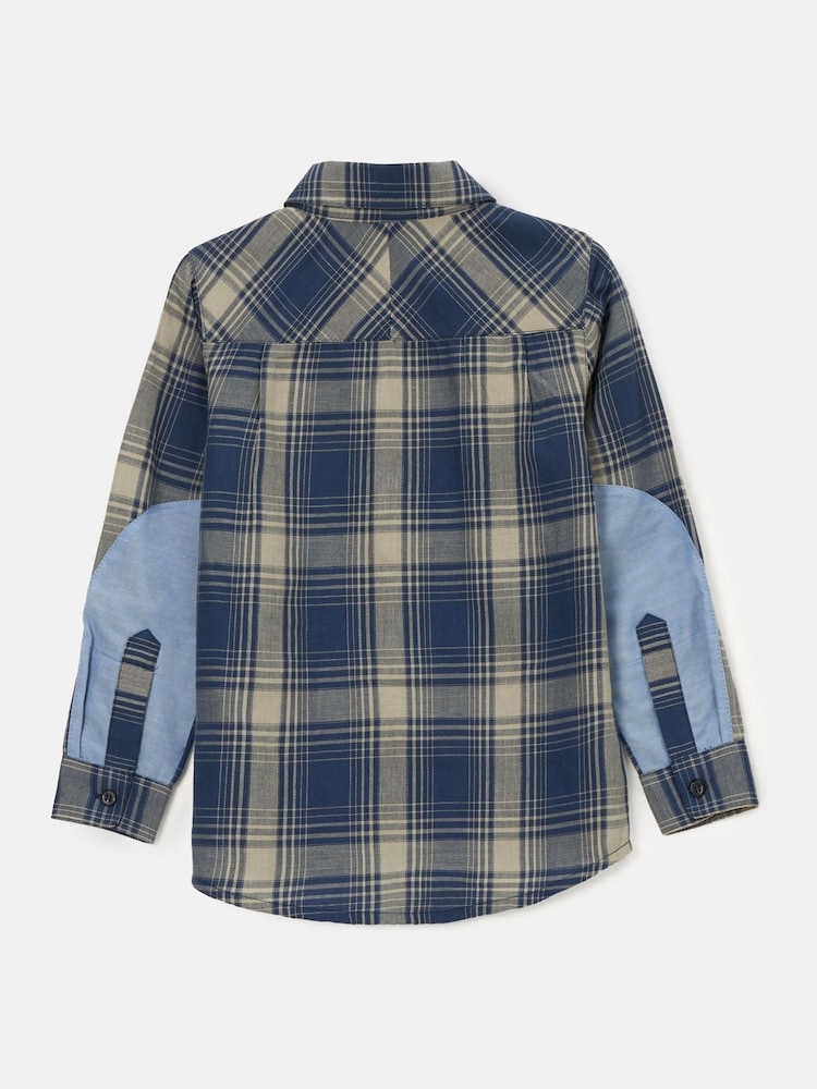 Angel & Rocket Blue Edison Panelled Check 100% Cotton Shirt - Image 2 of 3
