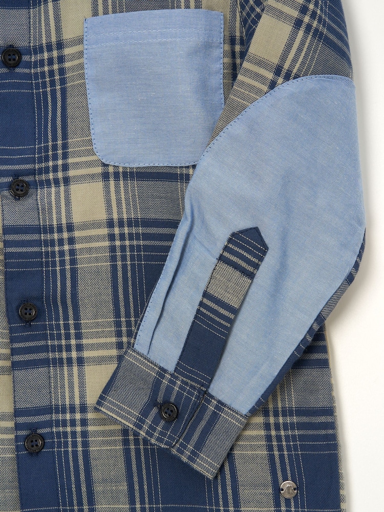 Angel & Rocket Blue Edison Panelled Check 100% Cotton Shirt - Image 3 of 3
