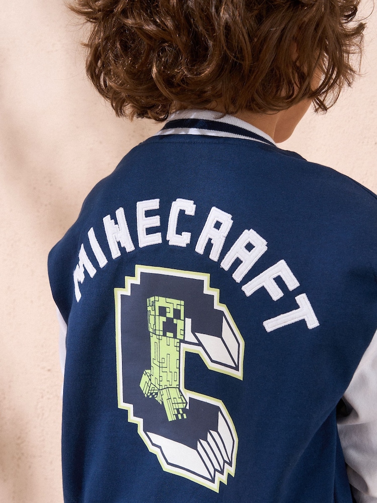 Angel & Rocket Blue Minecraft Preppy Varsity 100% Cotton Jacket - Image 3 of 6