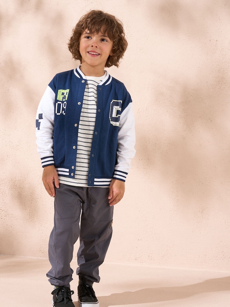 Angel & Rocket Blue Minecraft Preppy Varsity 100% Cotton Jacket - Image 5 of 6