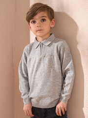 Angel & Rocket Grey Caleb Quarter Zip Polo Shirt - Image 1 of 3