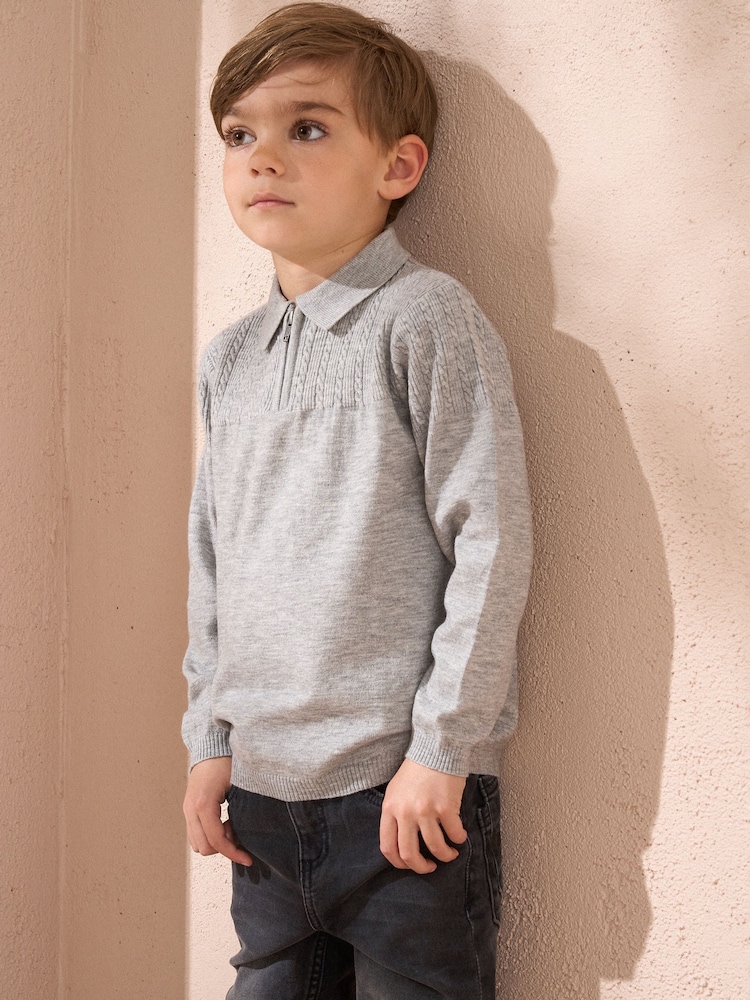 Angel & Rocket Grey Caleb Quarter Zip Polo Shirt - Image 2 of 3