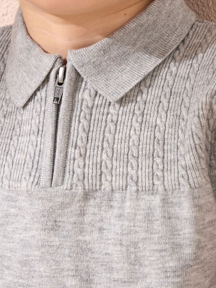 Angel & Rocket Grey Caleb Quarter Zip Polo Shirt - Image 3 of 3
