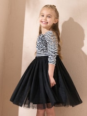 Angel & Rocket Black Carrie Black Stripe Corsage Dress - Image 1 of 4