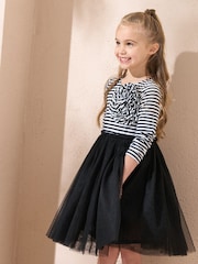 Angel & Rocket Black Carrie Black Stripe Corsage Dress - Image 4 of 4