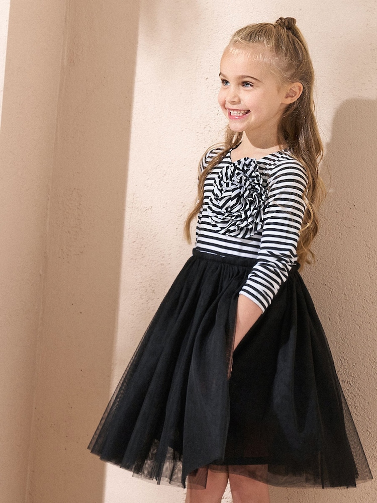 Angel & Rocket Black Carrie Black Stripe Corsage Dress - Image 4 of 4