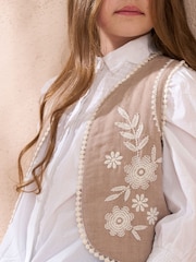 Angel & Rocket Natural Lina Embroidered Gilet - Image 2 of 6