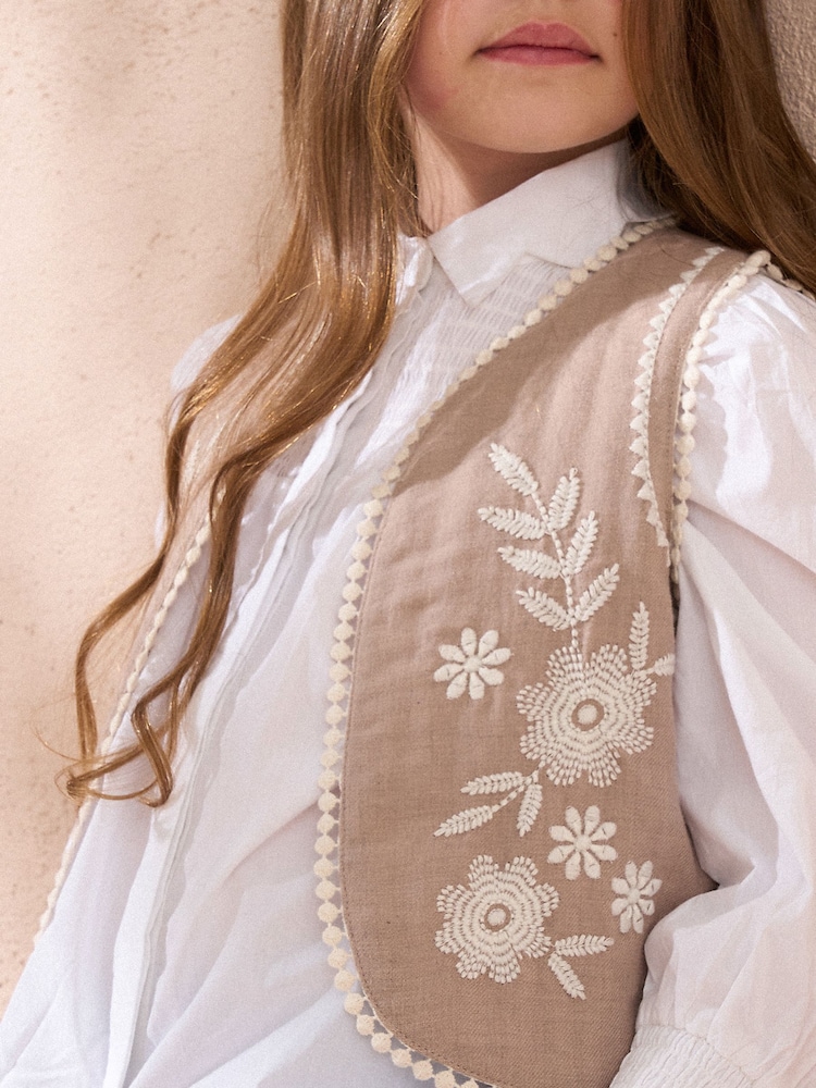 Angel & Rocket Natural Lina Embroidered Gilet - Image 2 of 6