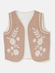 Angel & Rocket Natural Lina Embroidered Gilet - Image 4 of 6