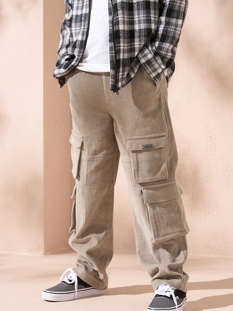 Angel & Rocket Natural Carlton Cord Skater 100% Cotton Trousers - Image 1 of 5
