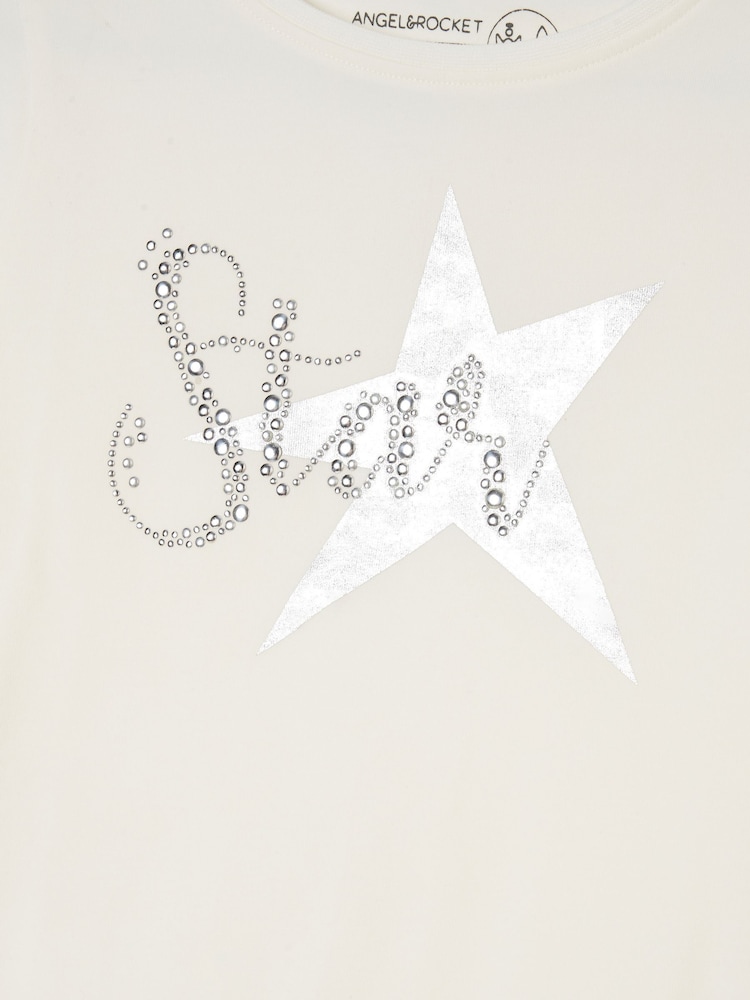 Angel & Rocket Cream Erin Ivory Long Sleeve Star T-Shirt - Image 6 of 6