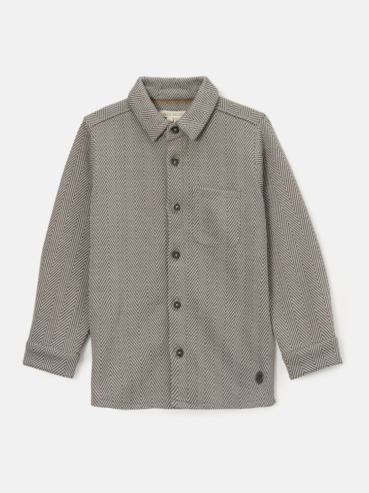 Angel & Rocket Grey Henry Herringbone Textured Shirt - Image 1 of 3 Angel & Rocket Grey Henry Herringbone Textured Shirt - Image 1 of 3