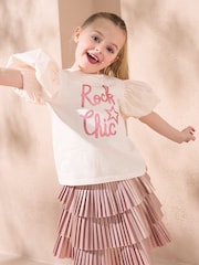 Angel & Rocket Pink Heidi Woven Puff Sleeve Love T-Shirt - Image 2 of 4