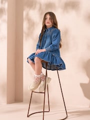 Angel & Rocket Blue Rafferty Denim 100% Cotton Star Collar Dress - Image 2 of 4