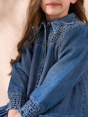 Angel & Rocket Blue Rafferty Denim 100% Cotton Star Collar Dress - Image 3 of 4