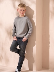 Angel & Rocket Grey Evan Long Sleeve Washed Graphic 100% Cotton T-Shirt - Image 3 of 3
