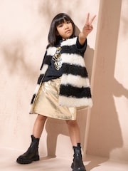 Angel & Rocket Black Stripe Mari Faux Fur Gilet - Image 3 of 4
