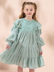 Angel & Rocket Green Sofia Velvet Tiered Dress - Image 2 of 4