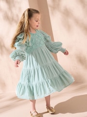Angel & Rocket Green Sofia Velvet Tiered Dress - Image 3 of 4