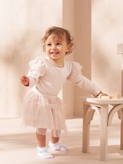 Angel & Rocket Pink Lana Lace Ruffle 100% Cotton Bodysuit and Tutu Dress Set - Image 3 of 4