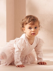 Angel & Rocket Pink Lana Lace Ruffle 100% Cotton Bodysuit and Tutu Dress Set - Image 4 of 4