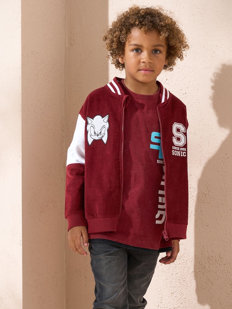 Angel & Rocket Red Red Sonic Corduroy Preppy Zip Up 100% Cotton Jacket - Image 1 of 3
