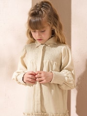 Angel & Rocket Cream Rafferty Denim 100% Cotton Star Collar Dress - Image 4 of 4