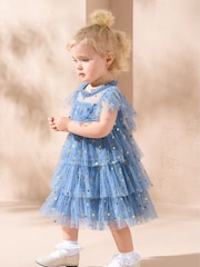 Angel & Rocket Blue Sienna Star Mesh Dress - Image 1 of 4