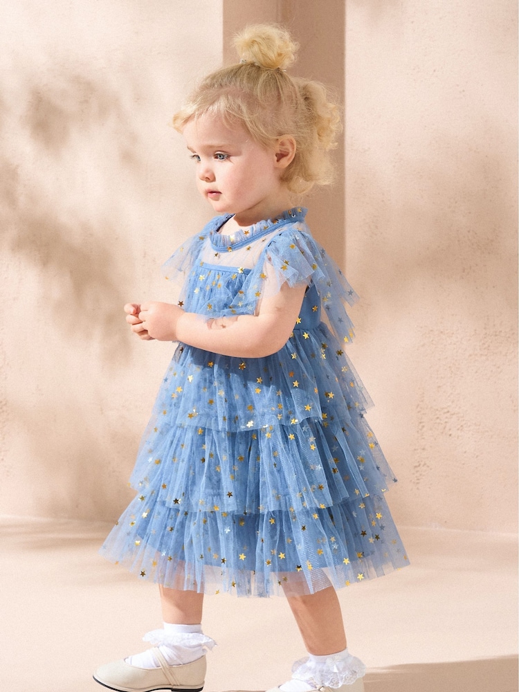Angel & Rocket Blue Sienna Star Mesh Dress - Image 1 of 4
