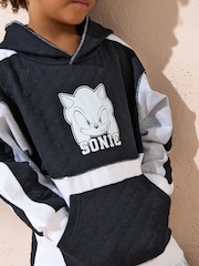 Angel & Rocket Black Sonic Mix Textured Block 100% Cotton Hoodie - Image 2 of 3