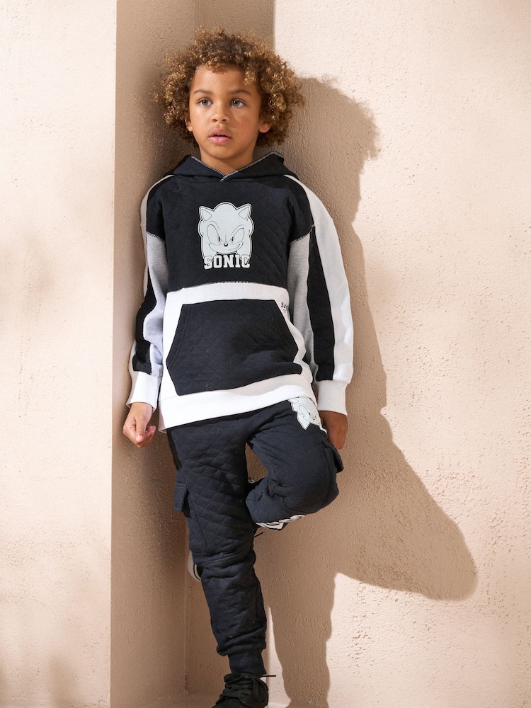 Angel & Rocket Black Sonic Mix Textured Block 100% Cotton Hoodie - Image 3 of 3