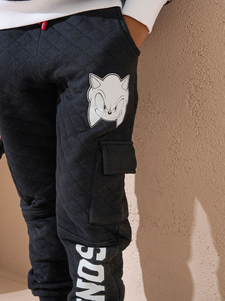Angel & Rocket Black Sonic Textured Cargo 100% Cotton Joggers - Image 3 of 3