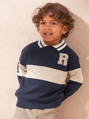Angel & Rocket Blue Slade Rugby Varsity Sweatshirt - Image 1 of 3