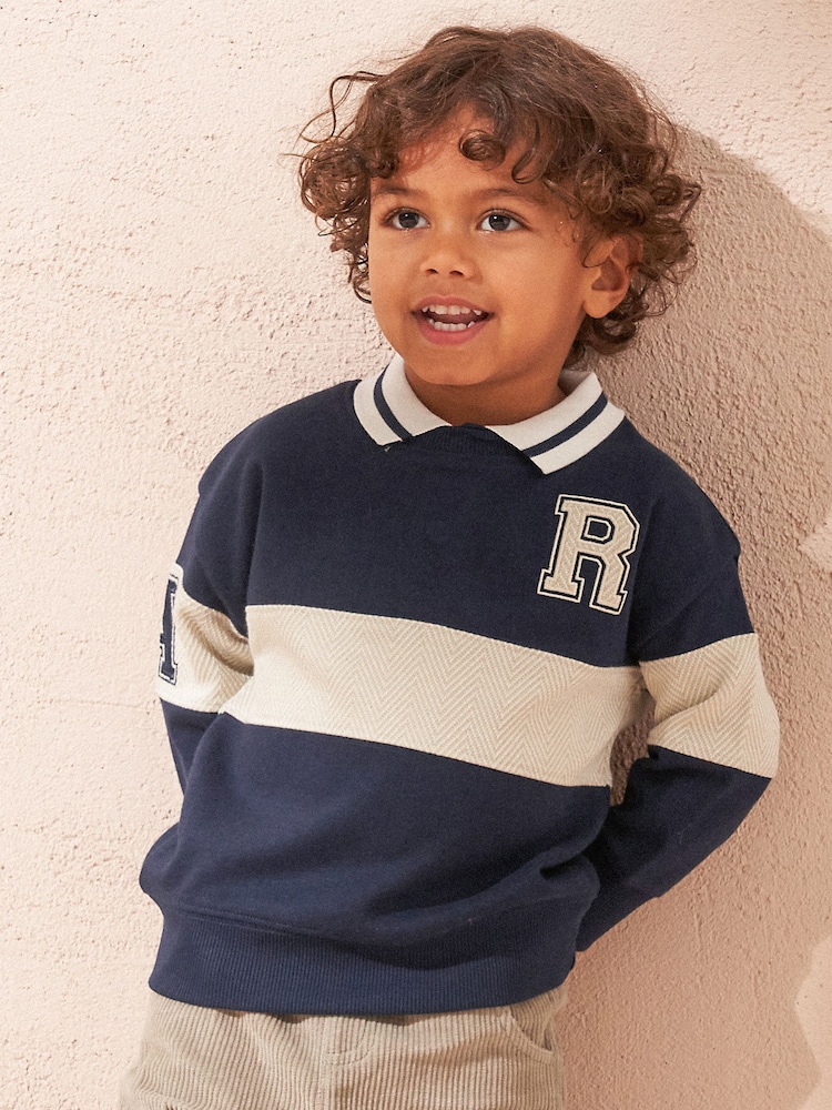 Angel & Rocket Blue Slade Rugby Varsity Sweatshirt - Image 1 of 3