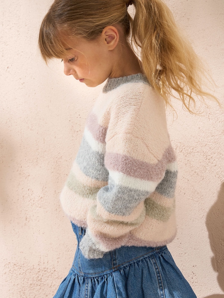 Angel & Rocket Pink Sloane Stripe Metallic Jumper - Image 2 of 3