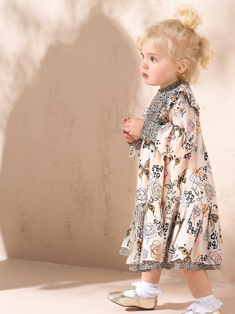 Angel & Rocket Natural Lyra Ecru Butterfly Print Dress - Image 2 of 4