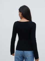 Pretty Lavish Black Annabeth Bow Knit Top - Image 3 of 4