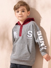 Angel & Rocket Grey Sonic Textured Mix Fabric 100% Cotton Hoodie - Image 1 of 6